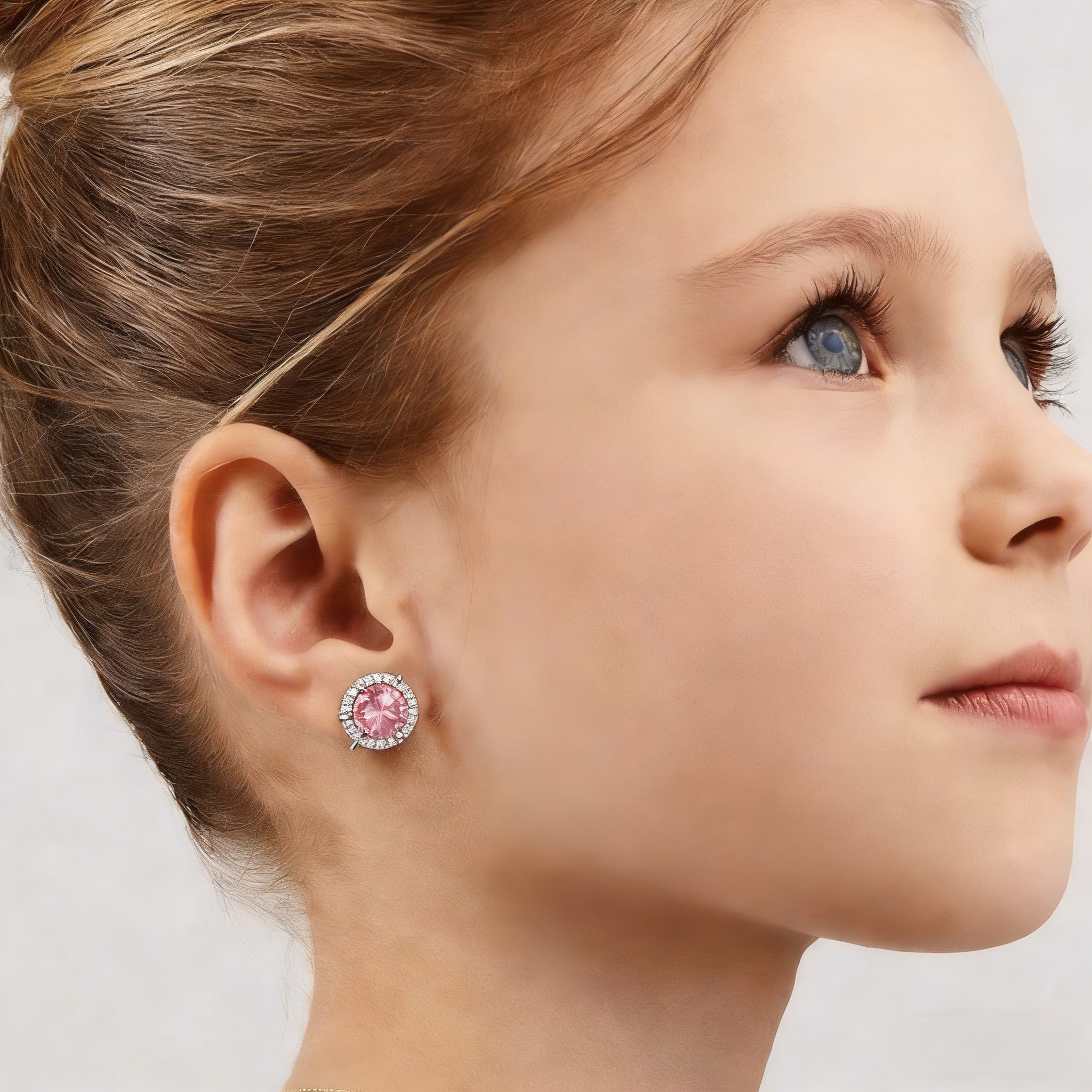 Sparkling Zirconia Round Birthstone Clip-on Earrings for girl