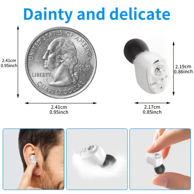 Einkanal-Hörgerät mit Ladestation, einstellbarer Lautstärke und Geräuschunterdrückung sowie digitalem Verstärker mit USB-Stromversorgung