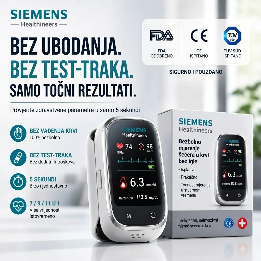 🩸 Siemens™ 11-u-1 mjerač glukoze u krvi bez igle Bez uboda • Bez test traka • Rezultati za samo 5 sekundi