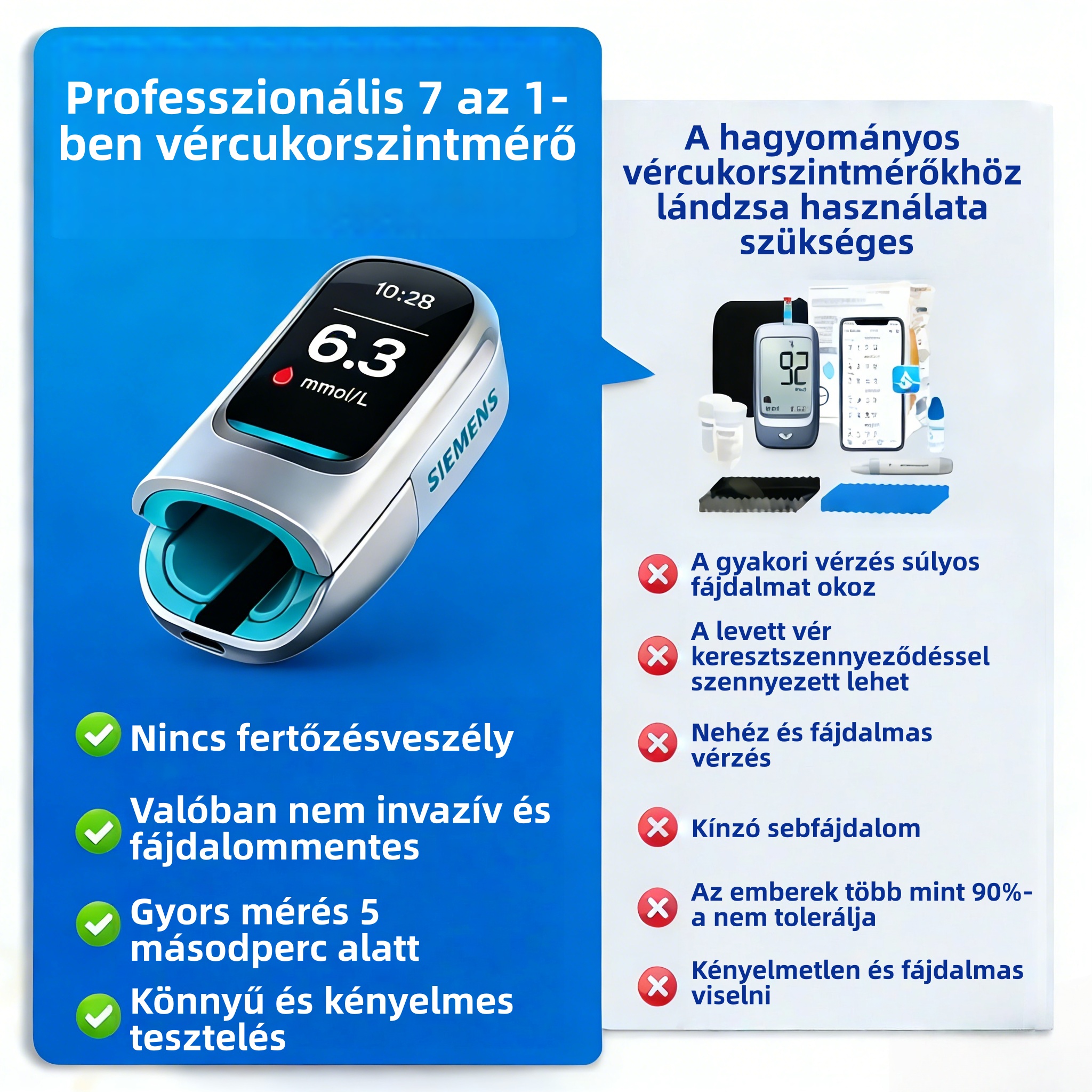 Hivatalos Omron™ vadonatúj, nem invazív, intelligens vércukormérő, tűmentes és fájdalommentes vércukorszintmérés 🔥Az USA-ban készült🔥