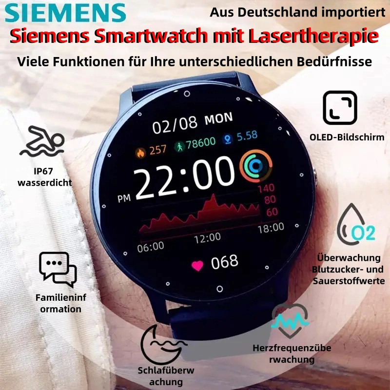 „Siemens Lasertherapie-Uhr überwacht Herzfrequenz/Blutdruck/Glukose“