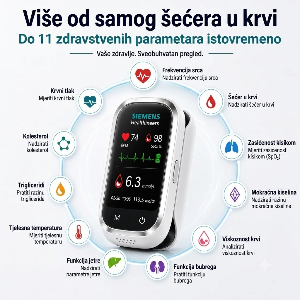 🩸 Siemens™ 11-u-1 mjerač glukoze u krvi bez igle Bez uboda • Bez test traka • Rezultati za samo 5 sekundi