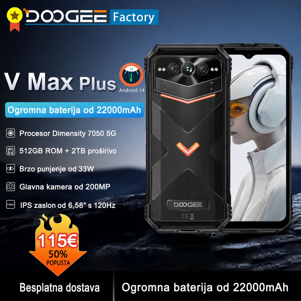Doogee V Max Plus - Robusni 5G pametni telefon, lansiran diljem svijeta