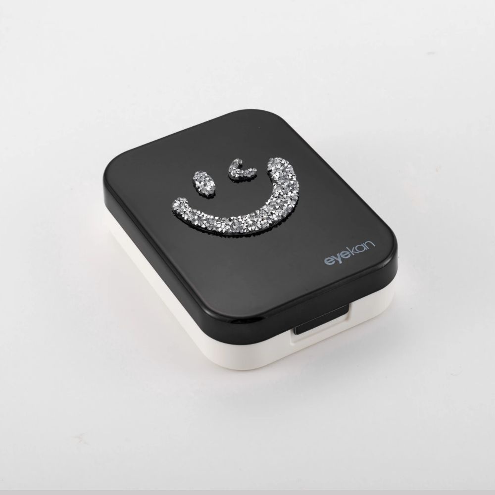 2 Pair Black Smile Face Contact Lens Case