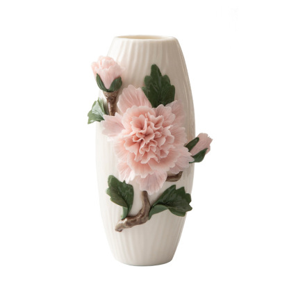  Modern Unique Table Top Emboss Flower Decor Small Ceramic Luxury Flower Vase