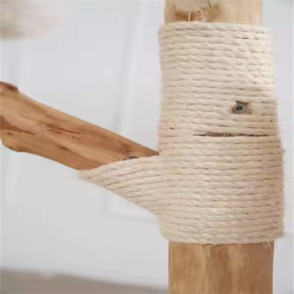 Custom Logo Color Luxury Natural Solid Real Wood Climbing Woven Nest Cat House