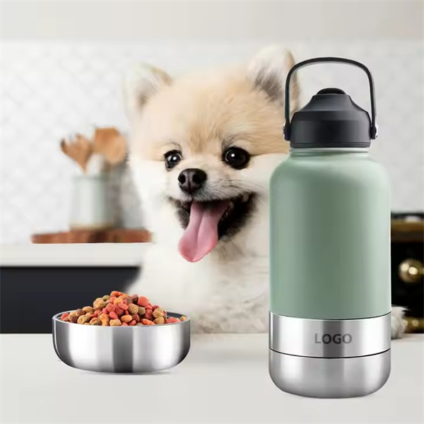 Portable 3 in 1 Stainless Steel Pet Feeder Travel Dog Water Bottles With Food Container