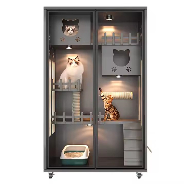 Indoor Cat Villa Nest Bed Pet Cage Cat Showcase Cattery Wooden Cat House