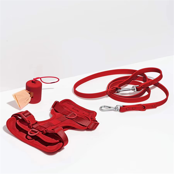 Waterproof PVC Coated Polyester Neoprene Padded Dog Harness Set Pet Poop Bag Holder Dispenser Dog Collar and Leash Set