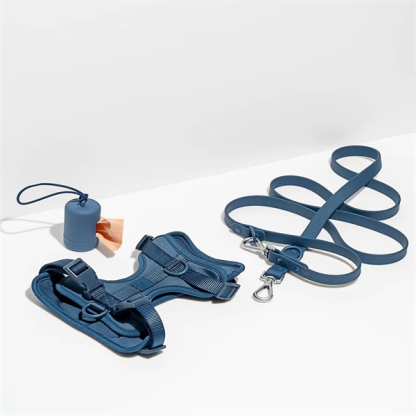 Waterproof PVC Dog Harness Set Pet Poop Bag Holder Dispenser Dog Collar and Leash Set