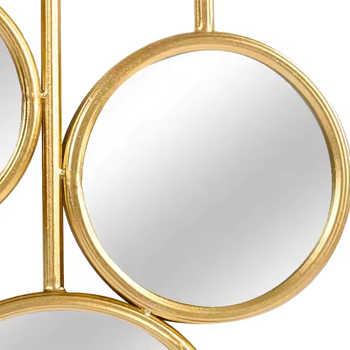 Modern Minimalist Bedroom Designer Decorative Antique Gold Framed Irregular Hanging Art Round Mirror for Living Room Wall Mirror