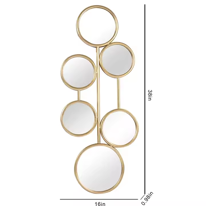 Modern Minimalist Bedroom Designer Decorative Antique Gold Framed Irregular Hanging Art Round Mirror for Living Room Wall Mirror