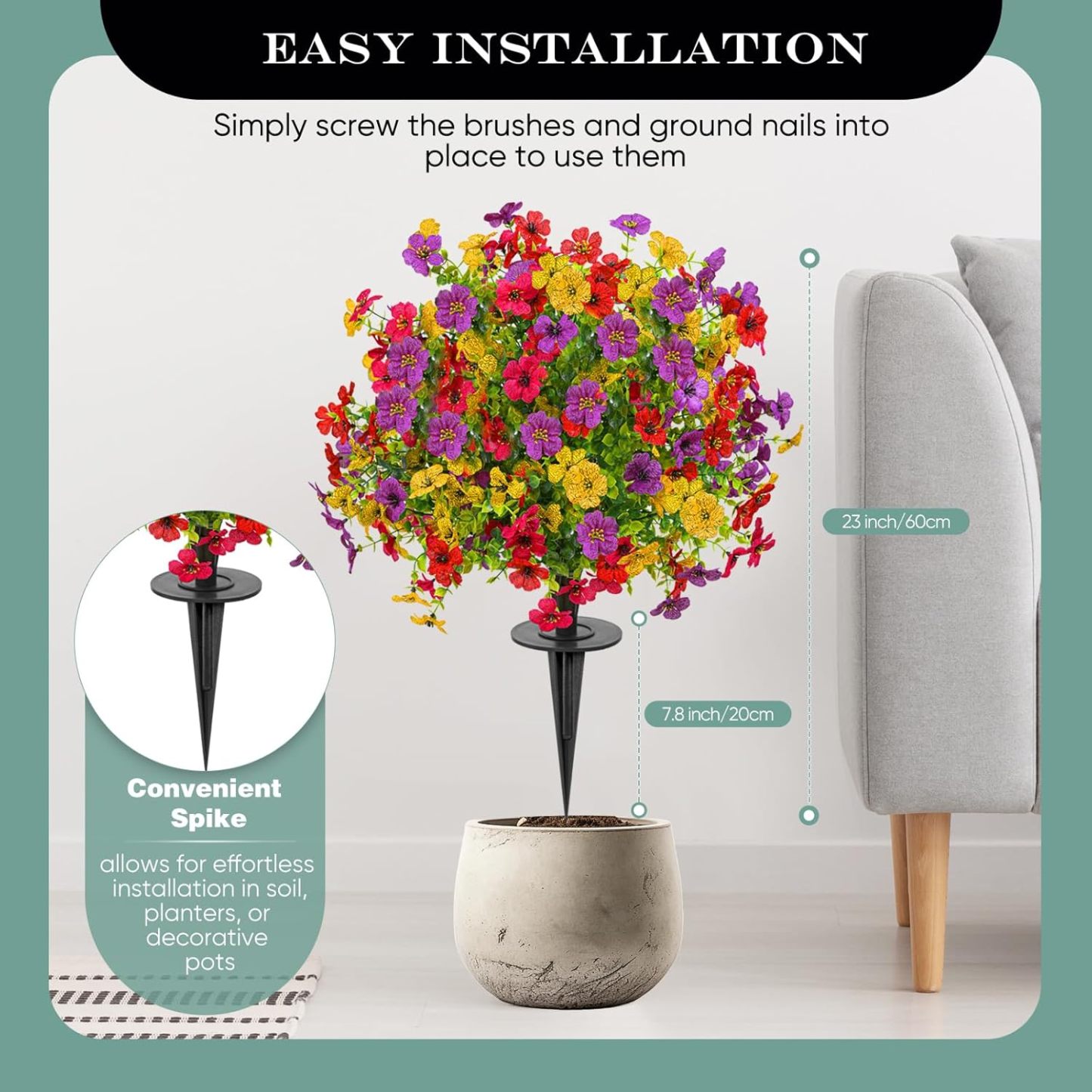 Artificial Plant Bouquet with Ground Nails