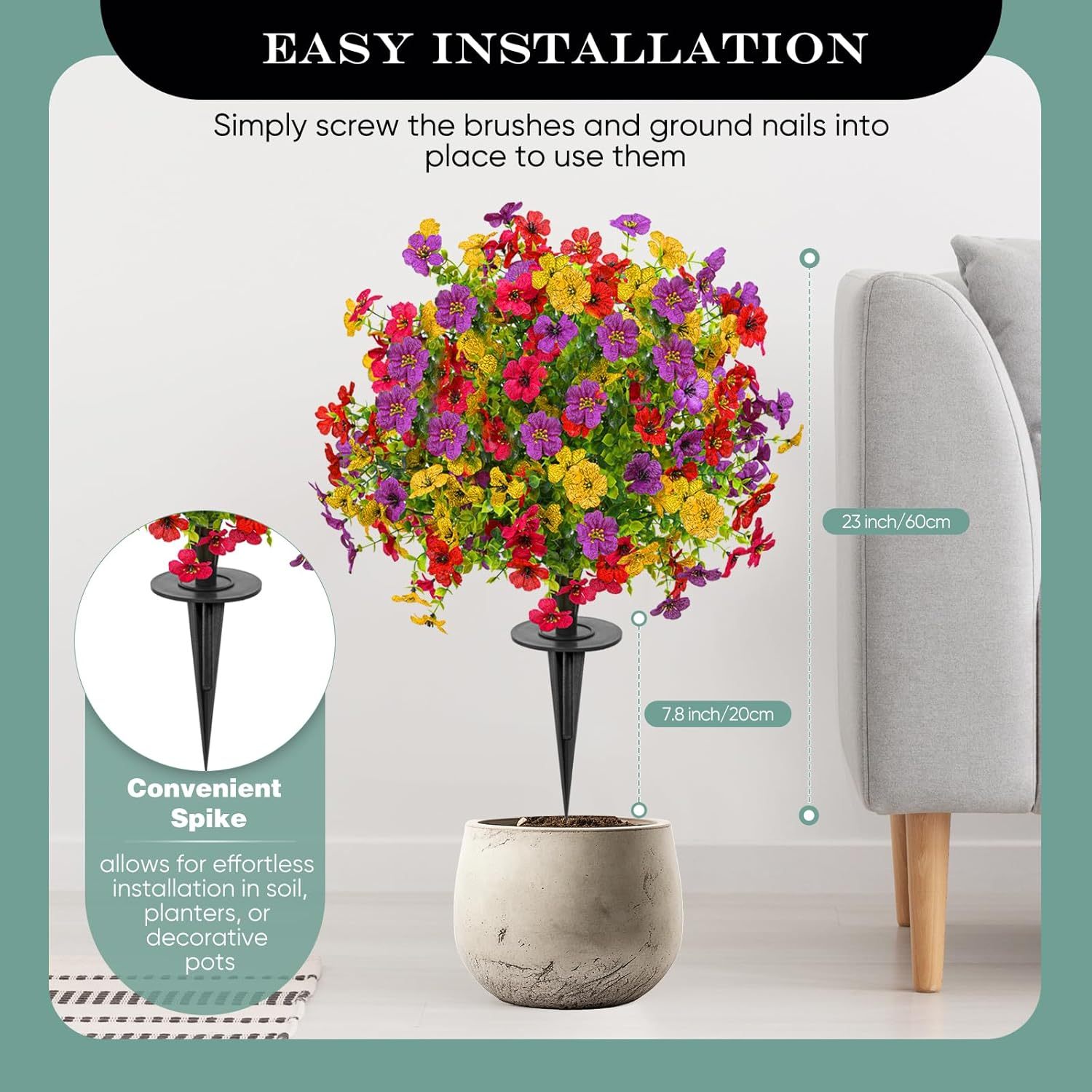 Artificial Plant Bouquet with Ground Nails