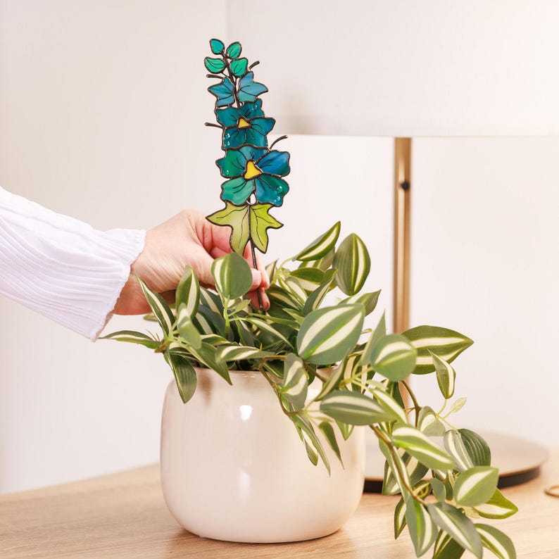 Stained Glass Flower Suncatcher Table Decor Personalized Gift