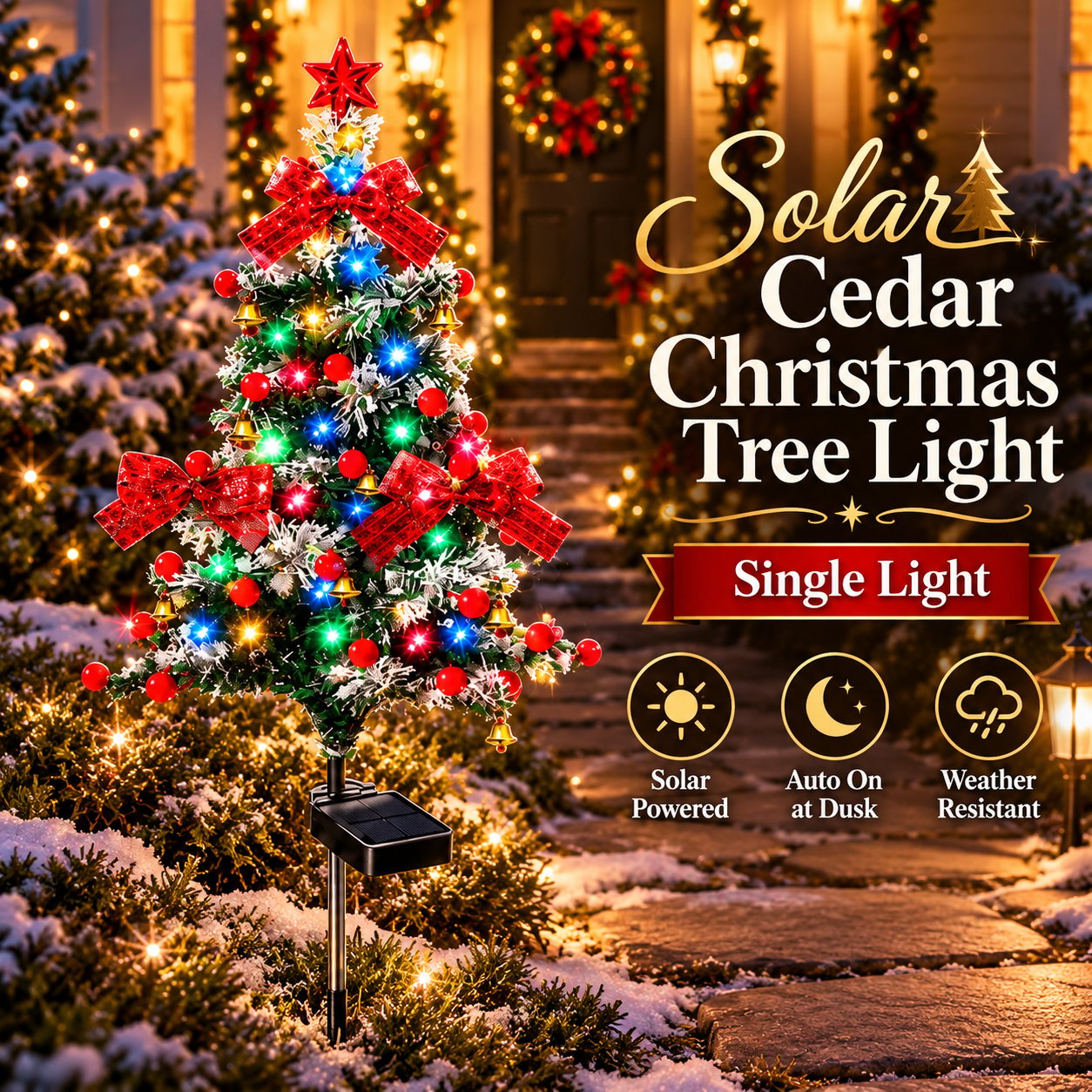 🔥Buy 1 Get 1 Free🎄Christmas Hot Sale🔥 Solar Cedar Christmas Tree Lights| Festive Outdoor Holiday Decor