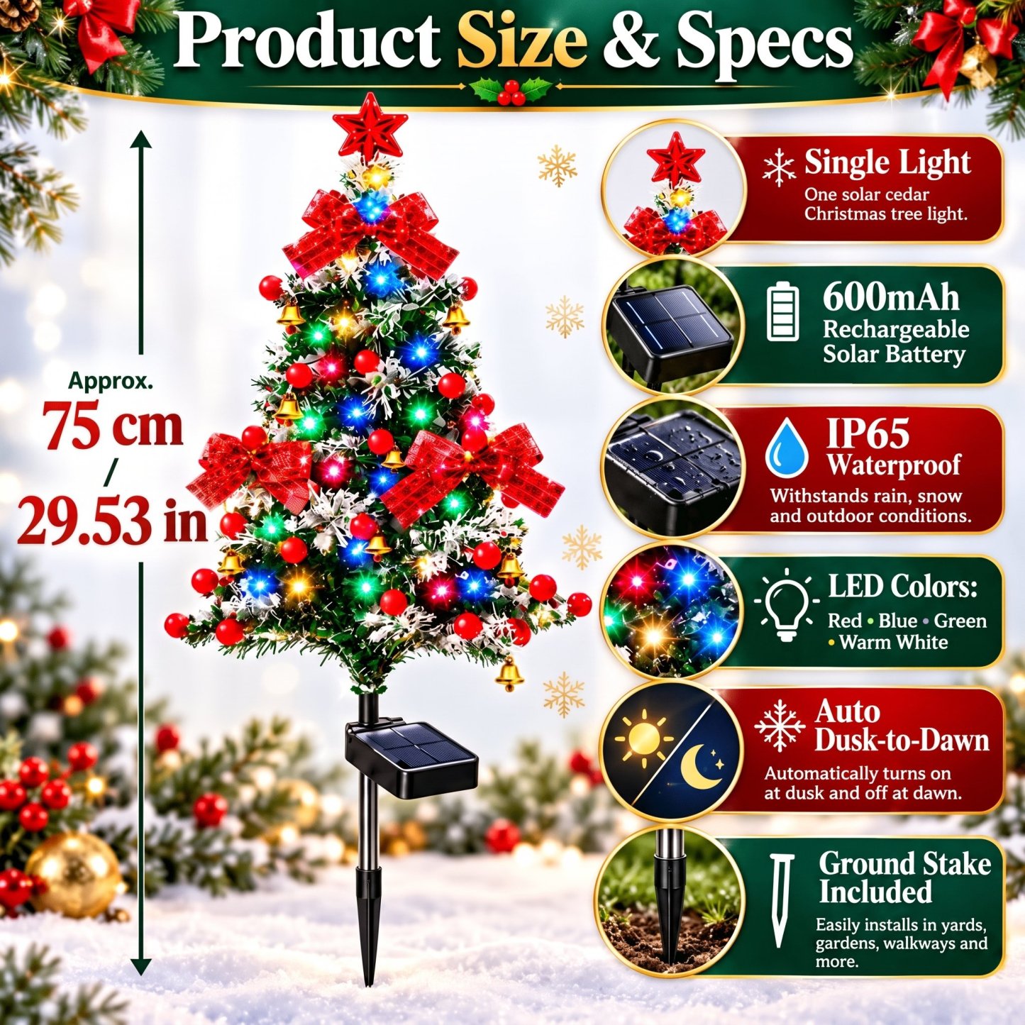🔥Buy 1 Get 1 Free🎄Christmas Hot Sale🔥 Solar Cedar Christmas Tree Lights| Festive Outdoor Holiday Decor