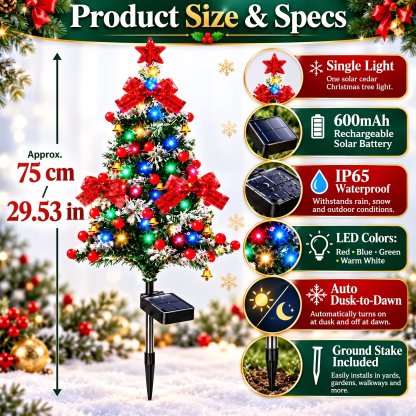 🔥Buy 1 Get 1 Free🎄Christmas Hot Sale🔥 Solar Cedar Christmas Tree Lights| Festive Outdoor Holiday Decor