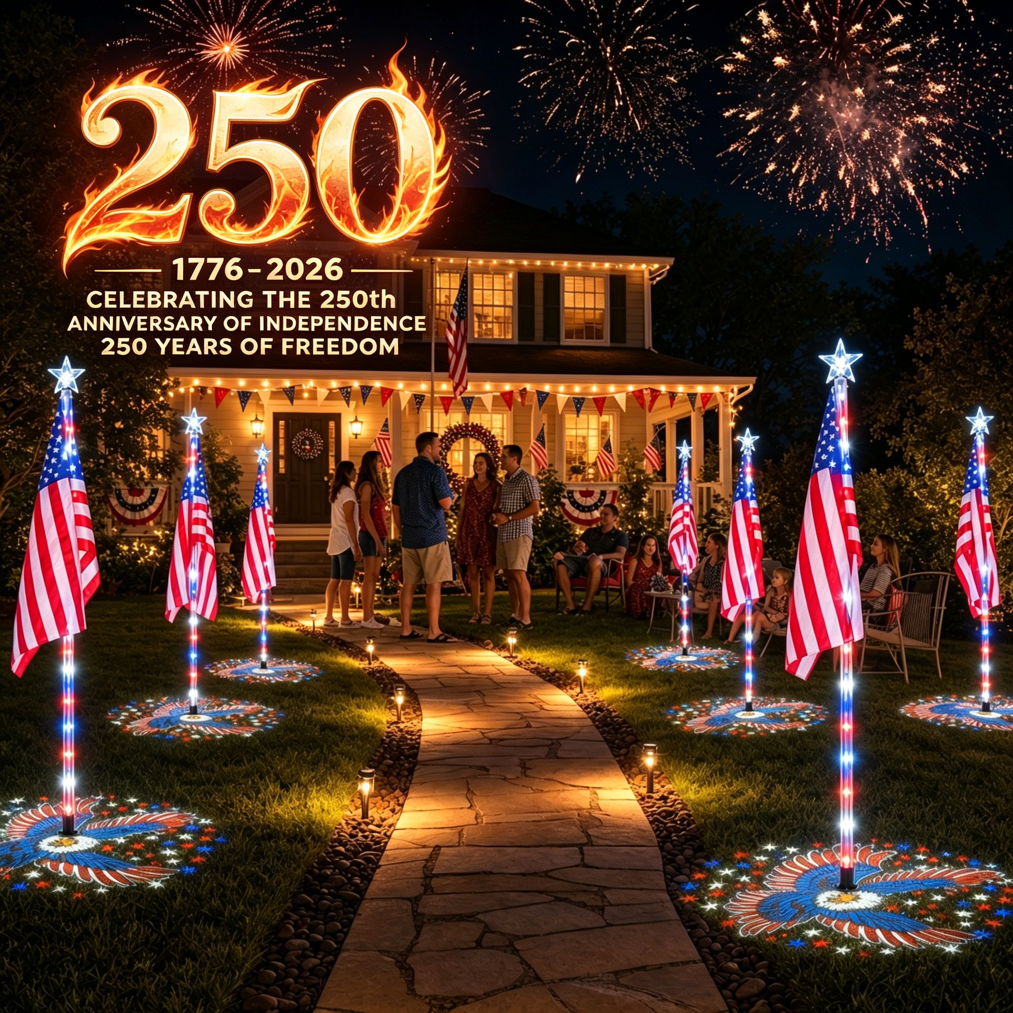 ✨Last Day: 49% OFF🔥American Flag Pathway Lights – Red, White & Blue Yard Glow for 250th Independence Celebration 🇺🇸