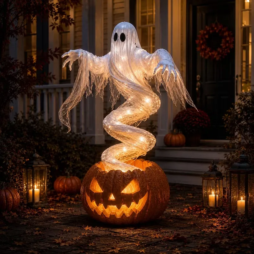 🔥LAST DAYS! Early Bird 50% OFF | 👻Pre-Order Swirling Ghost Pumpkin Yard Lamp🎃