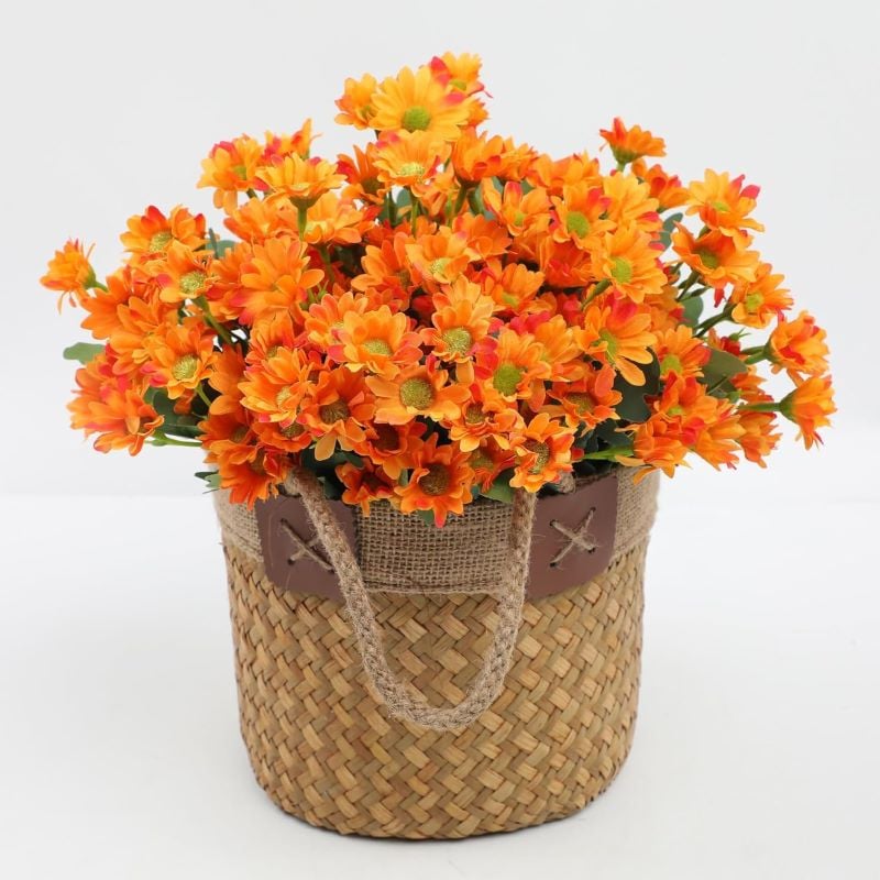 Artificial Outdoor Sunset Mums Flowers - UV resistant, Waterproof, Windproof