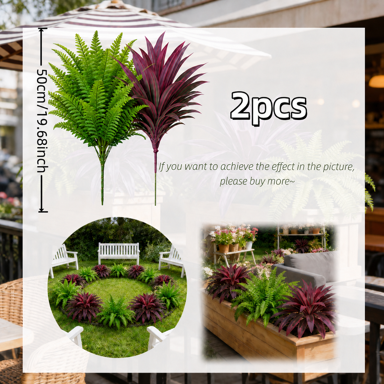 🔥 UV-Resistant Artificial Fern & Red Dracaena Decorative Plants – Full, Lush & Fade-Resistant!
