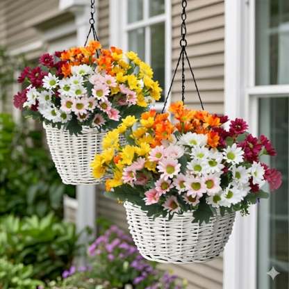 Artificial Outdoor Sunset Mums Flowers - UV resistant, Waterproof, Windproof