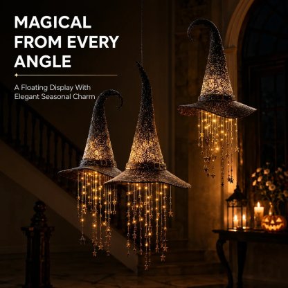 🎃Lighted Witch Hat Hanging Chime🧙‍♀️✨