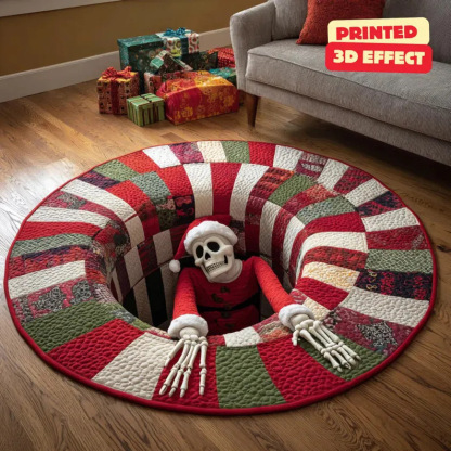 🎅Christmas Eve-themed 3D Quilted Round Mat🎄