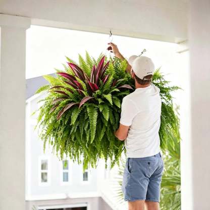 🔥 UV-Resistant Artificial Fern & Red Dracaena Decorative Plants – Full, Lush & Fade-Resistant!