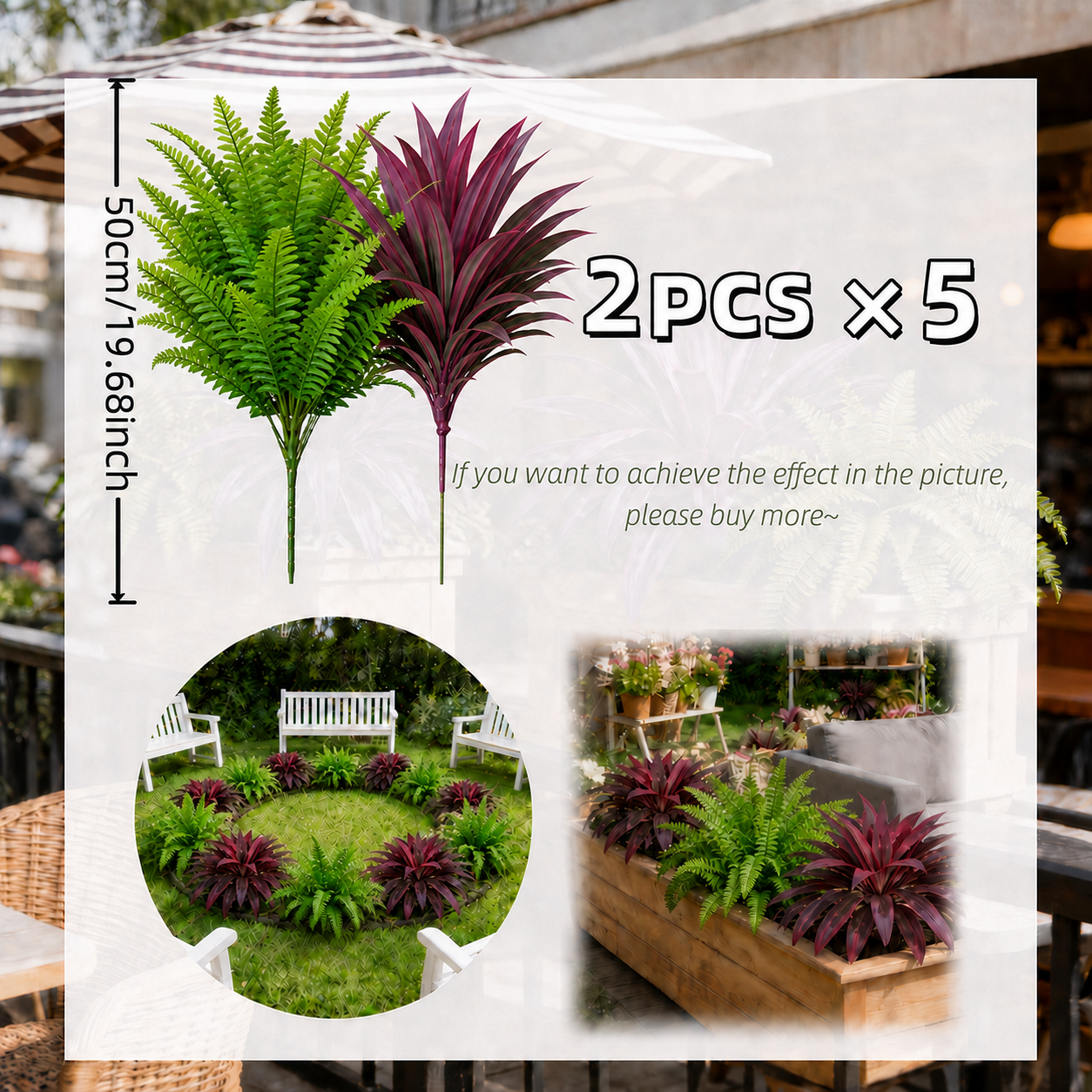 🔥 UV-Resistant Artificial Fern & Red Dracaena Decorative Plants – Full, Lush & Fade-Resistant!