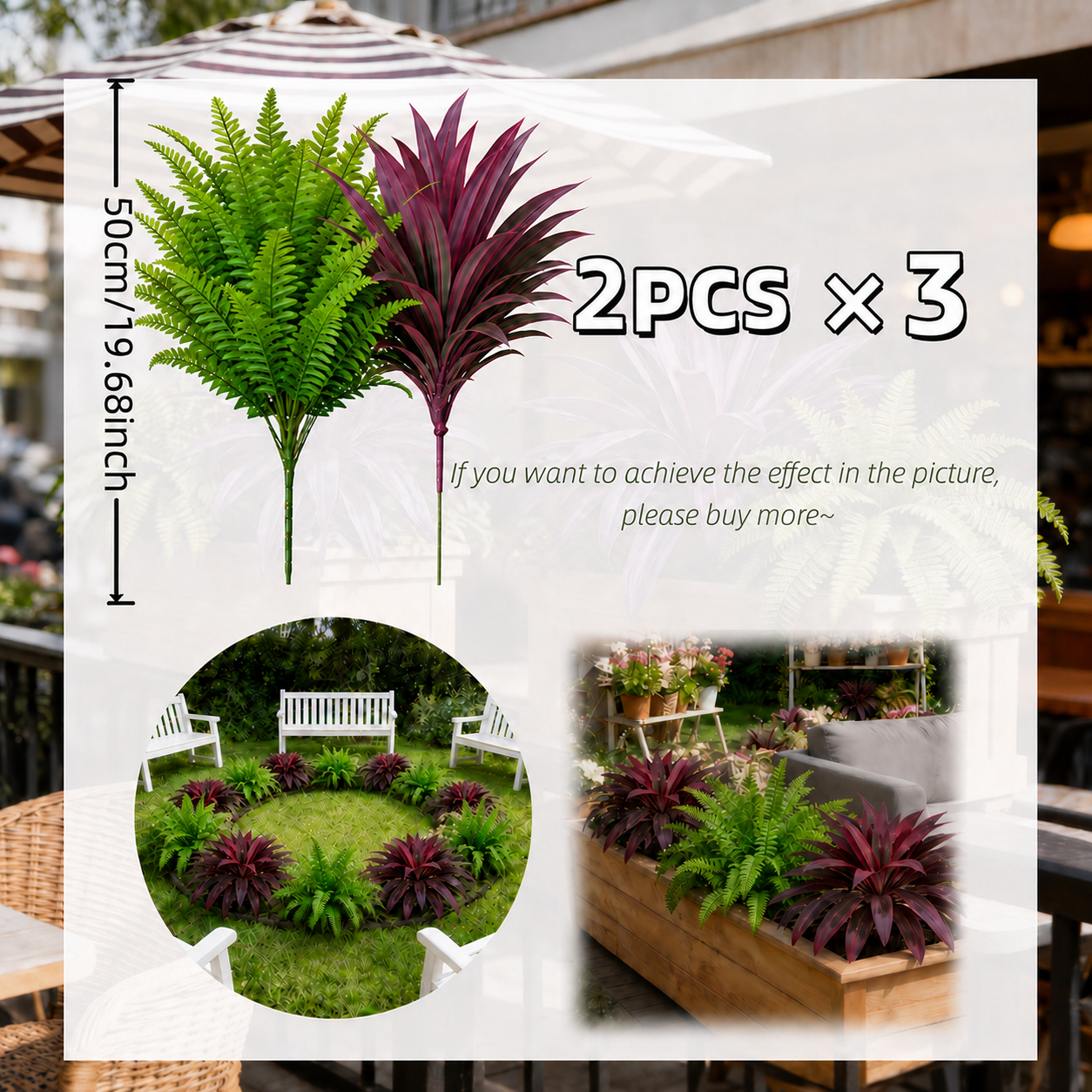 🔥 UV-Resistant Artificial Fern & Red Dracaena Decorative Plants – Full, Lush & Fade-Resistant!