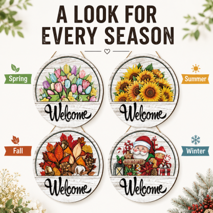 🚪16 Pcs Interchangeable Welcome Sign for Front Door - Easy to Swap, Weatherproof & UV‑Resistant
