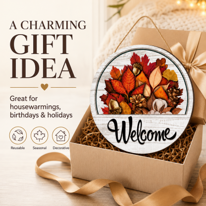 🚪16 Pcs Interchangeable Welcome Sign for Front Door - Easy to Swap, Weatherproof & UV‑Resistant