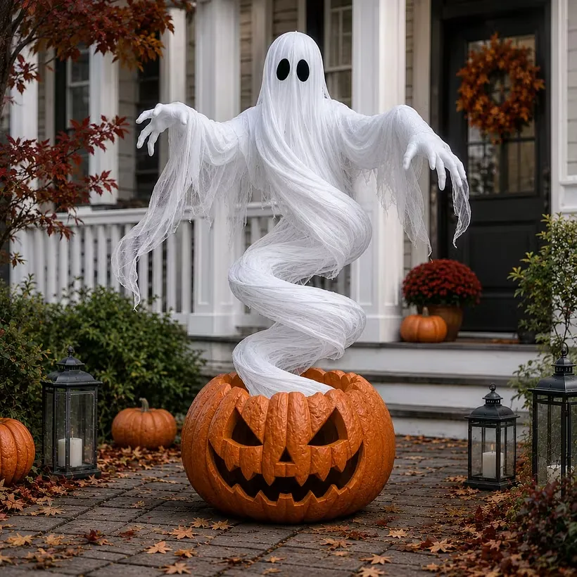 🔥LAST DAYS! Early Bird 50% OFF | 👻Pre-Order Swirling Ghost Pumpkin Yard Lamp🎃