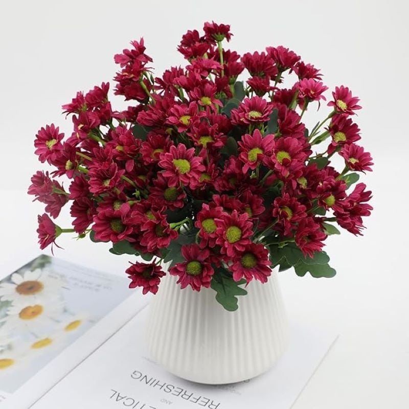 Artificial Outdoor Sunset Mums Flowers - UV resistant, Waterproof, Windproof