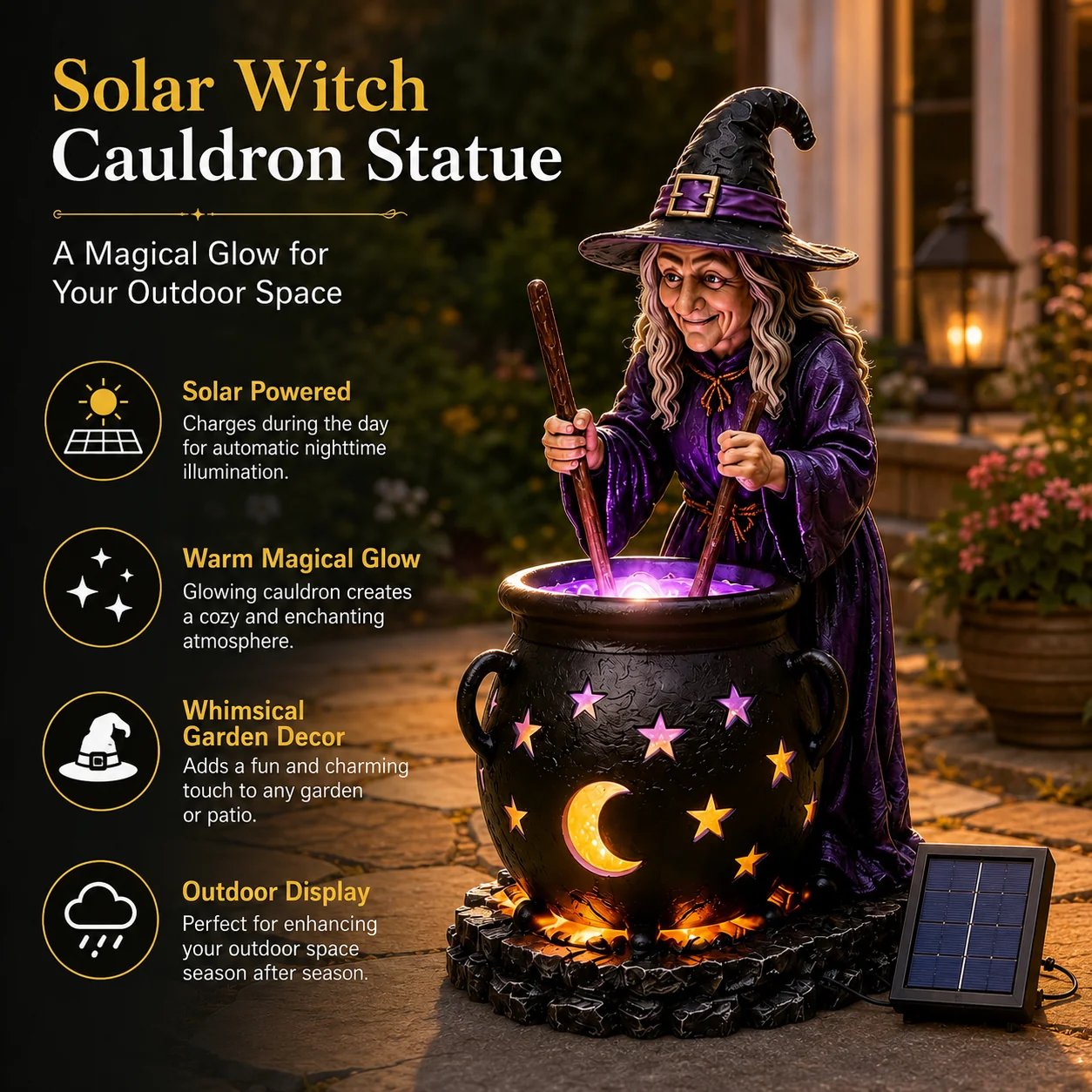 🔥LAST DAYS! Early Bird 50% OFF | 🧙‍♀️Halloween Witch Glowing Cauldron Solar Light