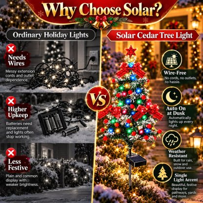 🔥Buy 1 Get 1 Free🎄Christmas Hot Sale🔥 Solar Cedar Christmas Tree Lights| Festive Outdoor Holiday Decor