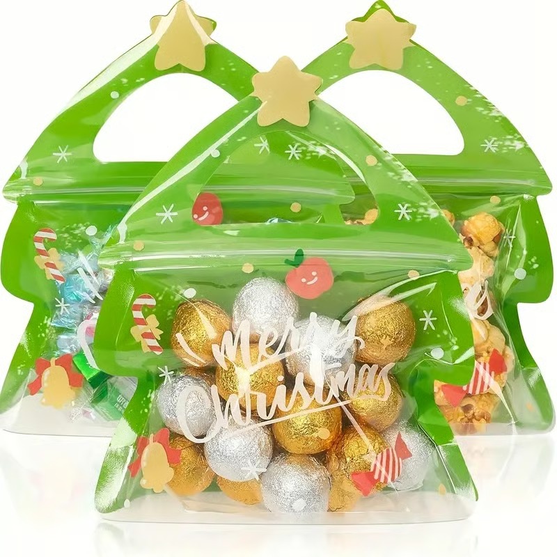 Christmas tree zipper gift bags suitable for candy, chocolate and cookies - holiday decorations