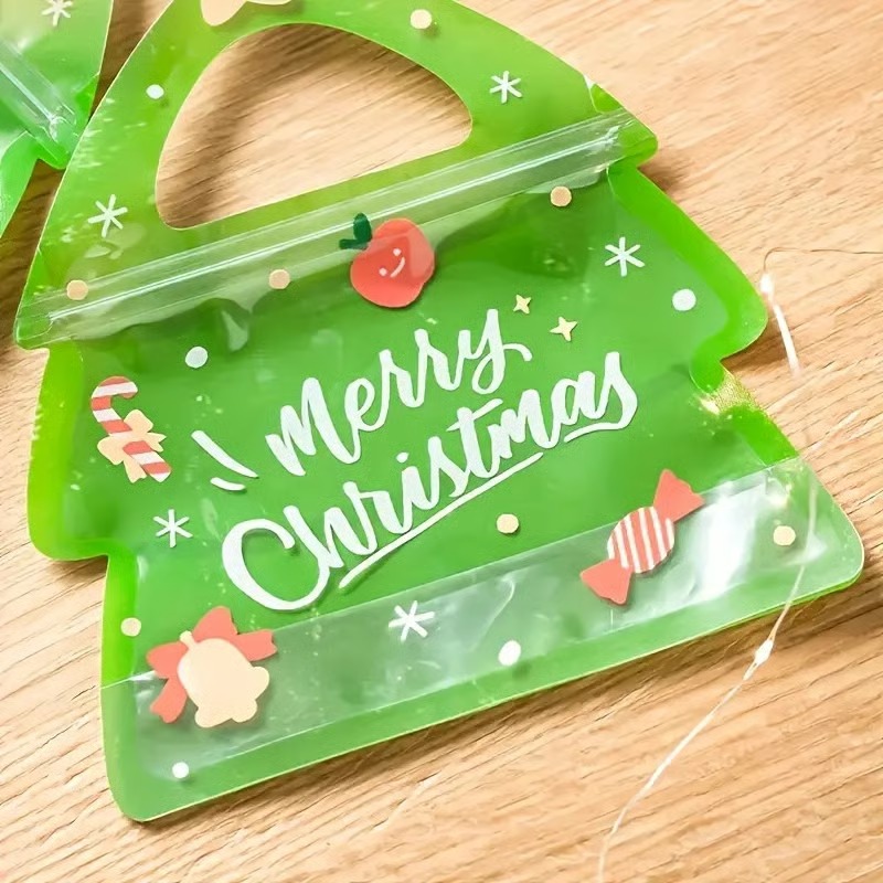 Christmas tree zipper gift bags suitable for candy, chocolate and cookies - holiday decorations