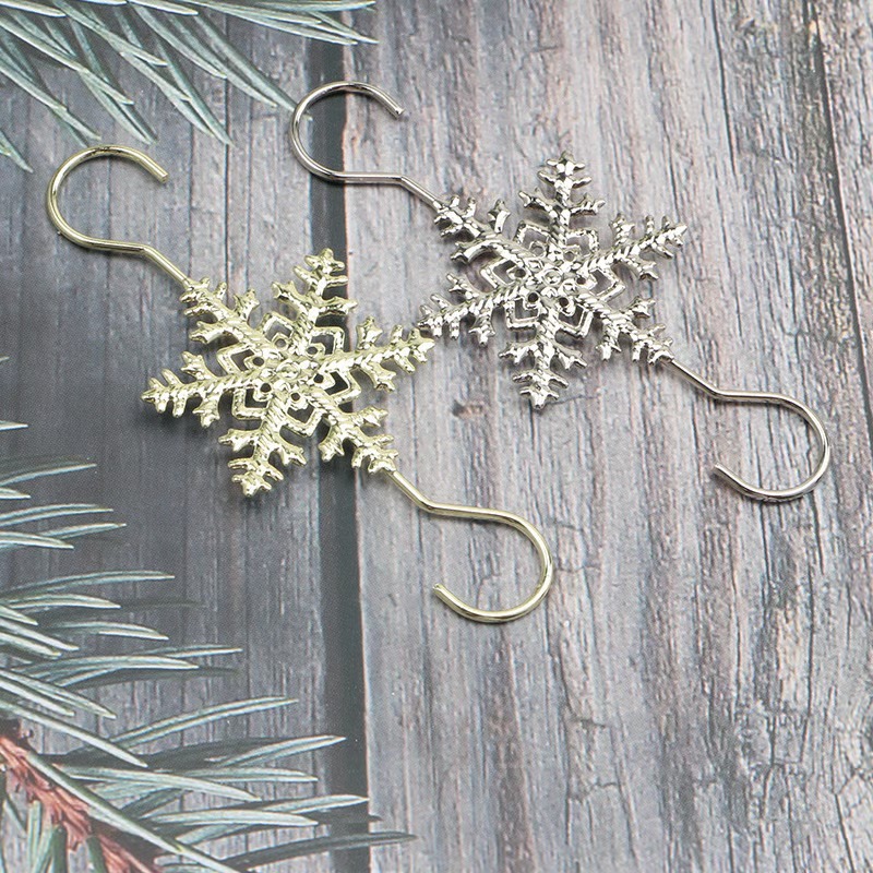 2025 Christmas Hot Sale4Christmas S-Hooks - Metal Hanging Hooks with Snowflake Charms for Ornaments, Garland (20pcs)