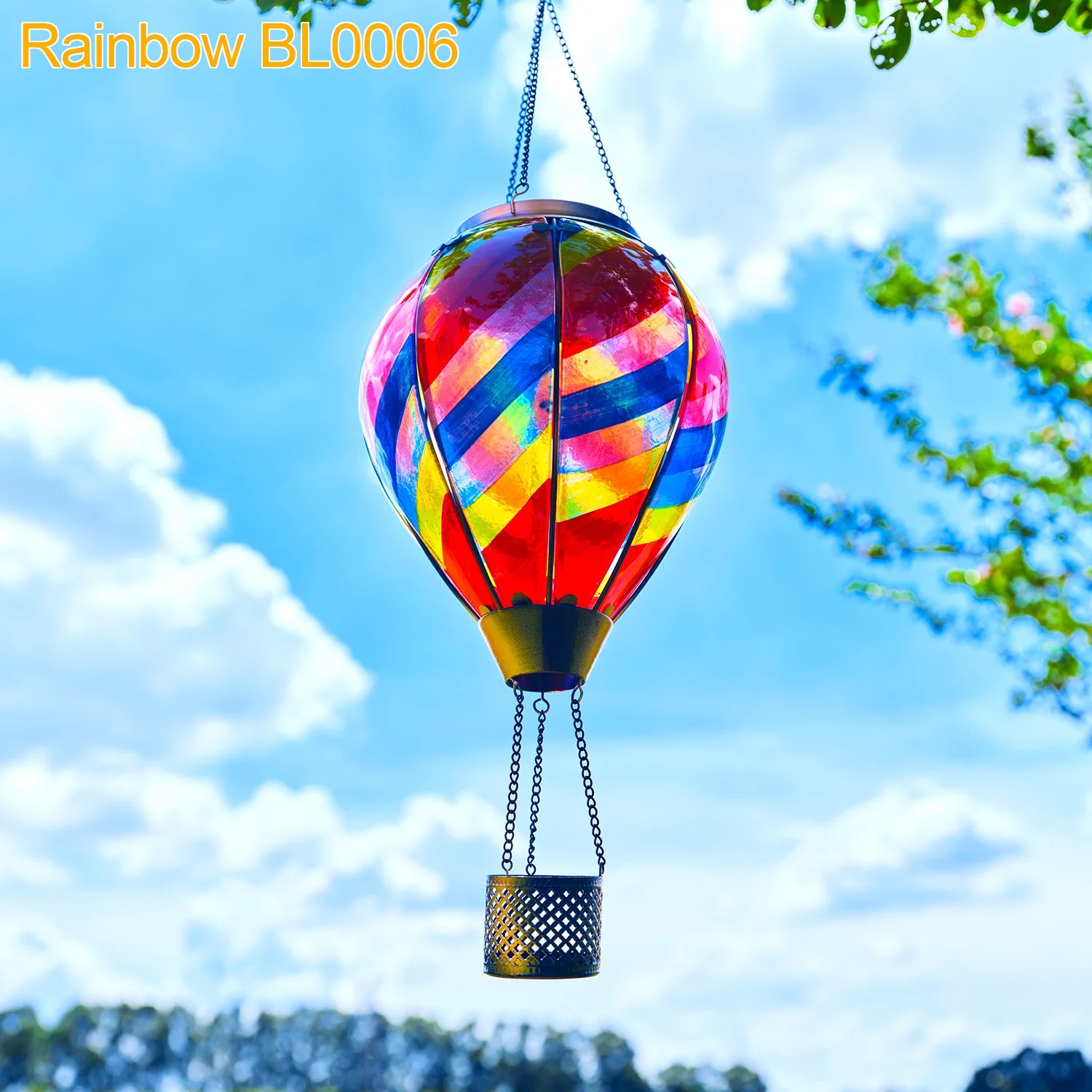Hot Air Balloon Solar Lantern With Flame Effect