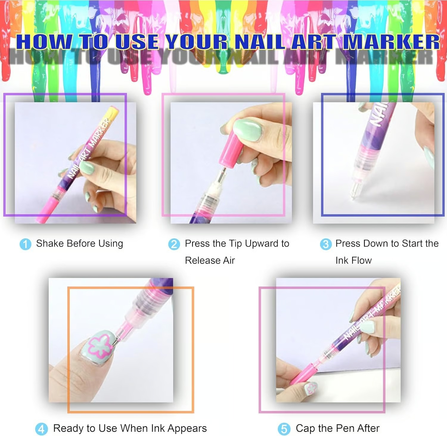 🎨12 Colors Nail Art Pens Set