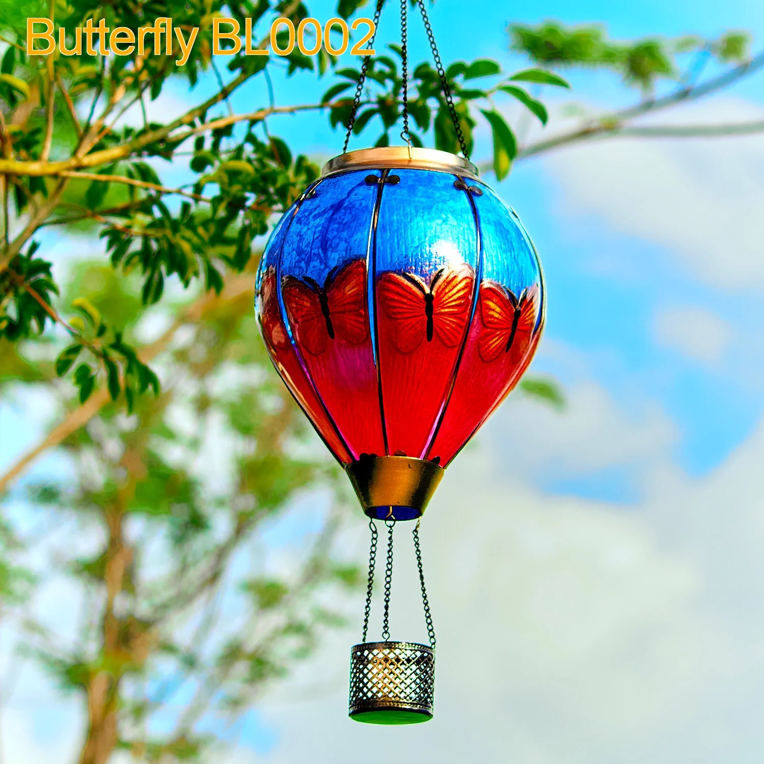 Hot Air Balloon Solar Lantern With Flame Effect