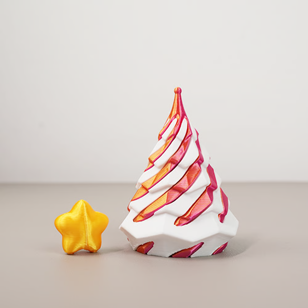 🎄 3D Printed Multicolor Christmas Tree Spiral Stacking Toy