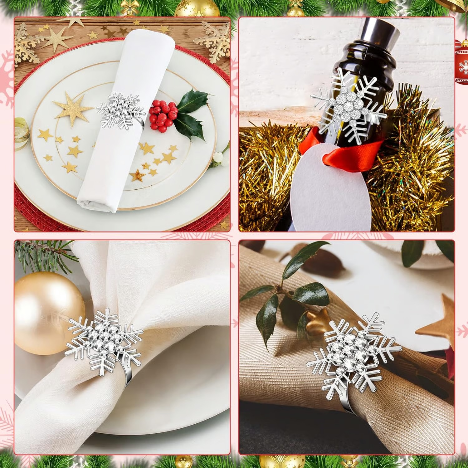🎅Christmas Napkin Rings for Christmas Holiday Party❄️ Table Decoration🍽️