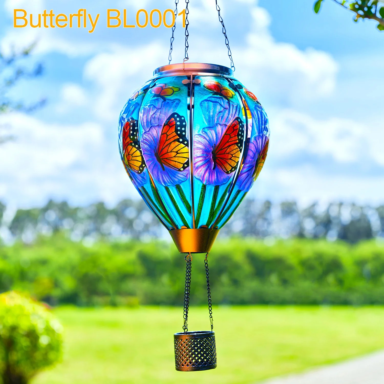 Hot Air Balloon Solar Lantern With Flame Effect