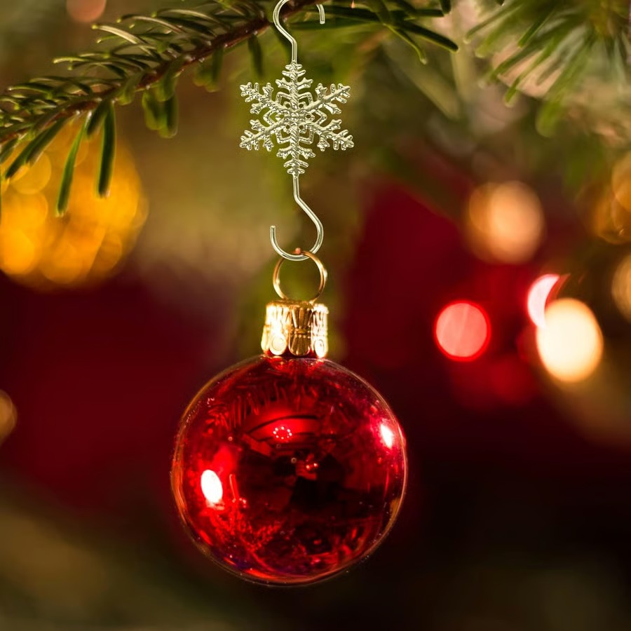 2025 Christmas Hot Sale4Christmas S-Hooks - Metal Hanging Hooks with Snowflake Charms for Ornaments, Garland (20pcs)