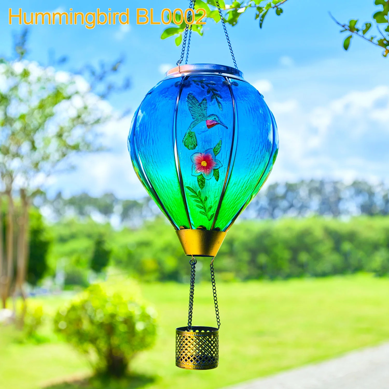 Hot Air Balloon Solar Lantern With Flame Effect