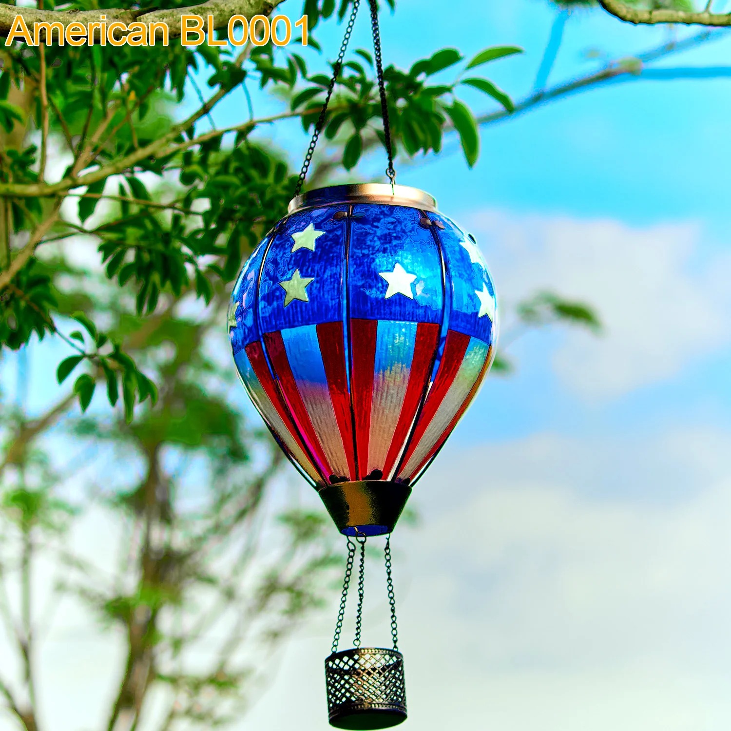 Hot Air Balloon Solar Lantern With Flame Effect